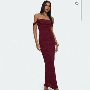 Princess Polly Azura Off The Shoulder Maxi Dress Burgundy
